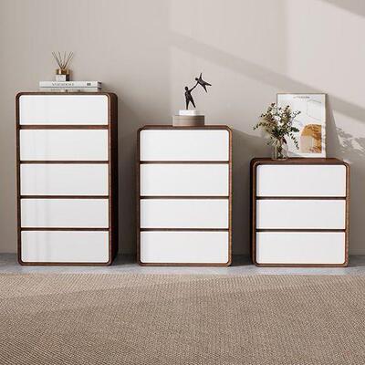 软包实纳ZUV木斗柜意式中黑古风床边收客柜卧室储物柜厅三斗色床