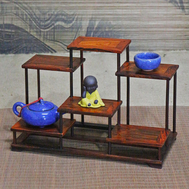 红酸枝中式紫砂壶茶具博古架展示架置物架工艺品盆景摆件实木架子