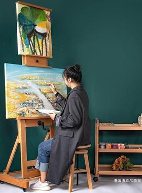 榉木制平业立两MMR用落地实画木加厚专可调节单摇杆手摇国画款大