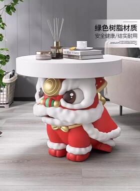 新中式国潮醒狮客厅收纳落地摆件家居电视柜沙发旁床头柜茶几礼物