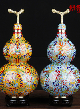 收藏礼品 景泰蓝葫芦花瓶摆件铜胎掐丝礼物商务北京特色手工艺品