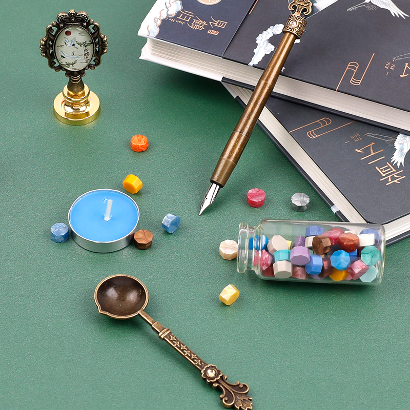 中国风复古火漆印章套装手柄勺子蜡烛蜡粒章头工具全套学生新手便