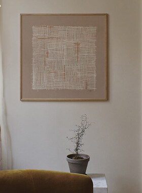 沐野 卧室客厅高级感条纹艺术装饰画复古简约抽象挂画玄关走廊画