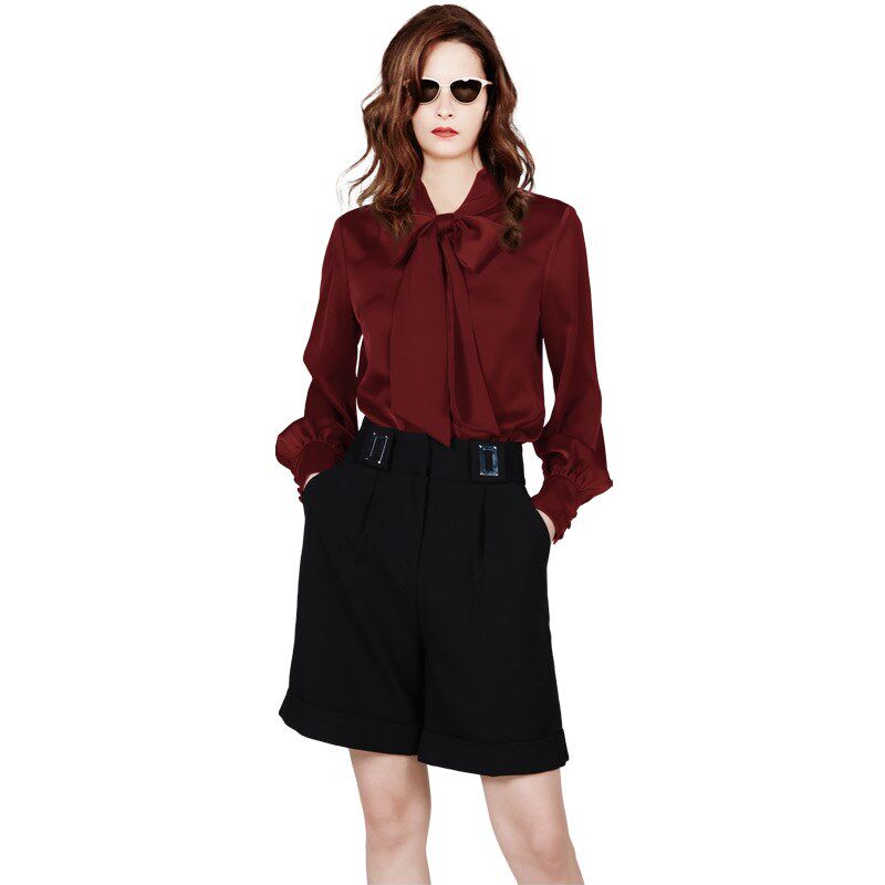 高档气质酒红色衬衫女装2025夏季新款长袖百搭外穿上衣设计感衬衣