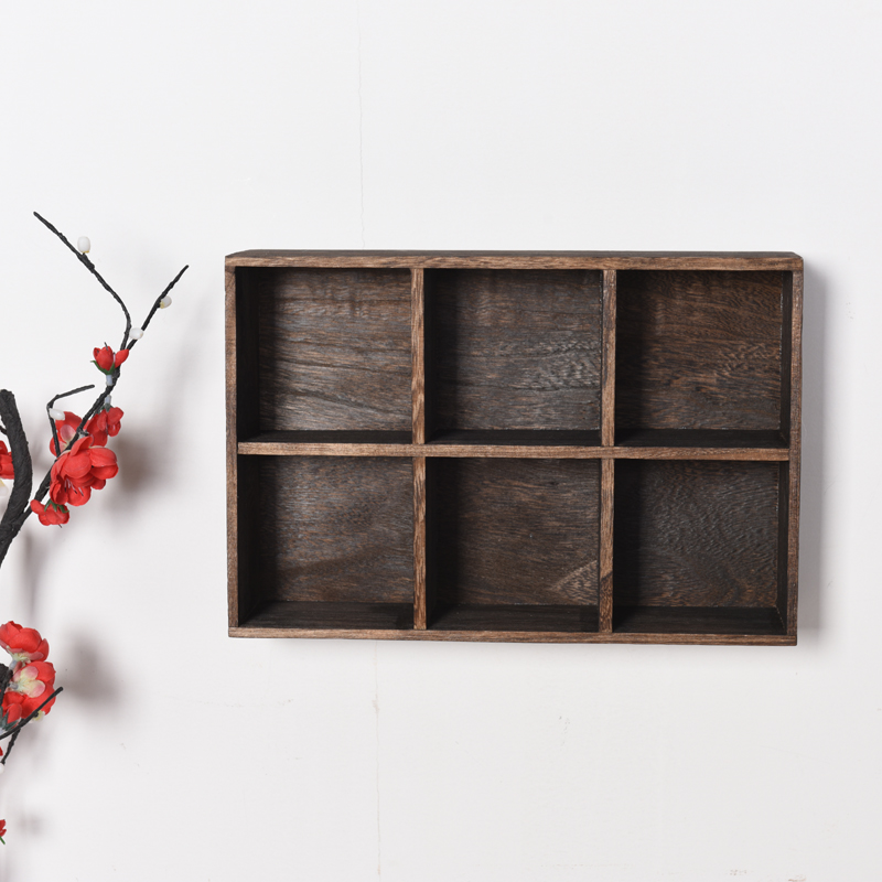 实木格子架 墙壁茶壶茶杯储物架 小饰品古董展示架 创意格子铺