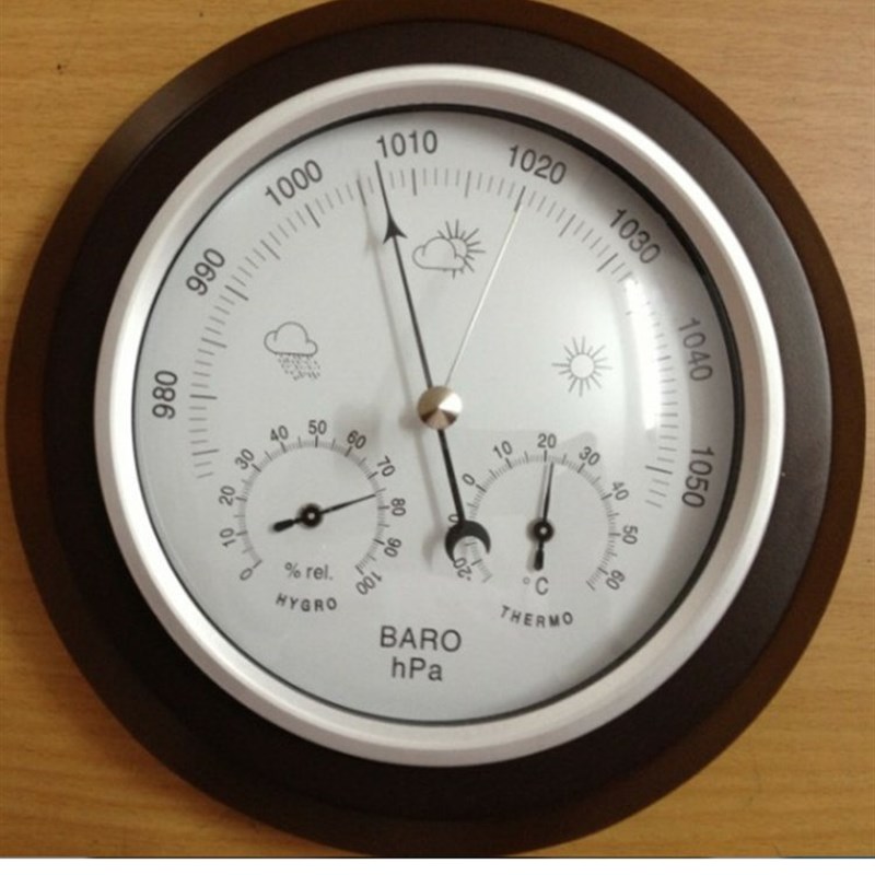 大气压计表,温湿度计表,时间钟表,三件套四功能木挂饰气象站