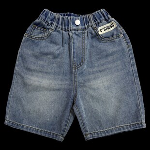 男童牛仔短裤休闲宽松浅蓝简约2024夏季薄宝宝小中大儿童五分裤子