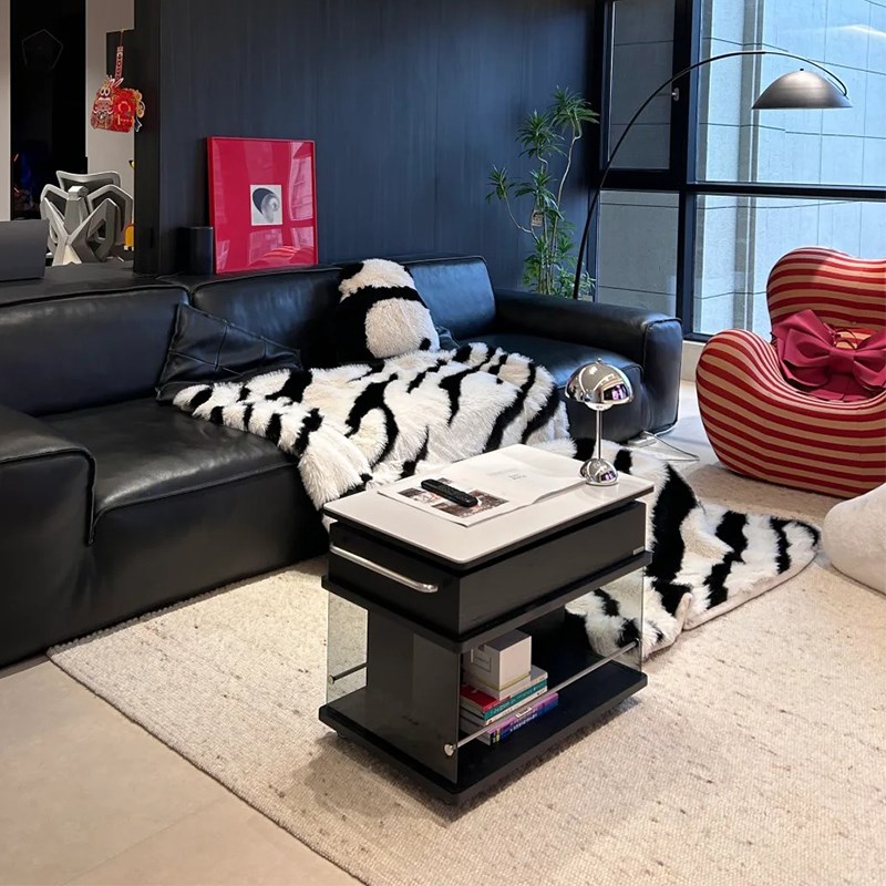 奈斯/法式复古可移动茶几推车实木沙发边几可升降客厅家用小户型