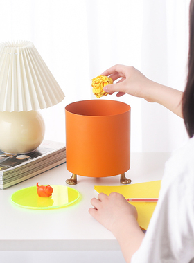 [空之喵喵]创意客厅桌面小垃圾桶家用带盖办公室桌上废纸篓收纳筒