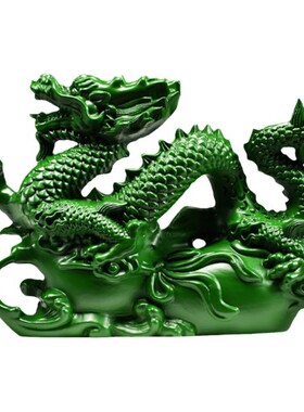 绿色木雕龙摆件实木质十二生肖木头龙客厅装饰新居开业送礼工艺品