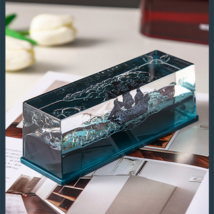 黑珍珠号漂流瓶游轮游体漂流瓶桌面永不沉没的小船汽车内摆件礼物