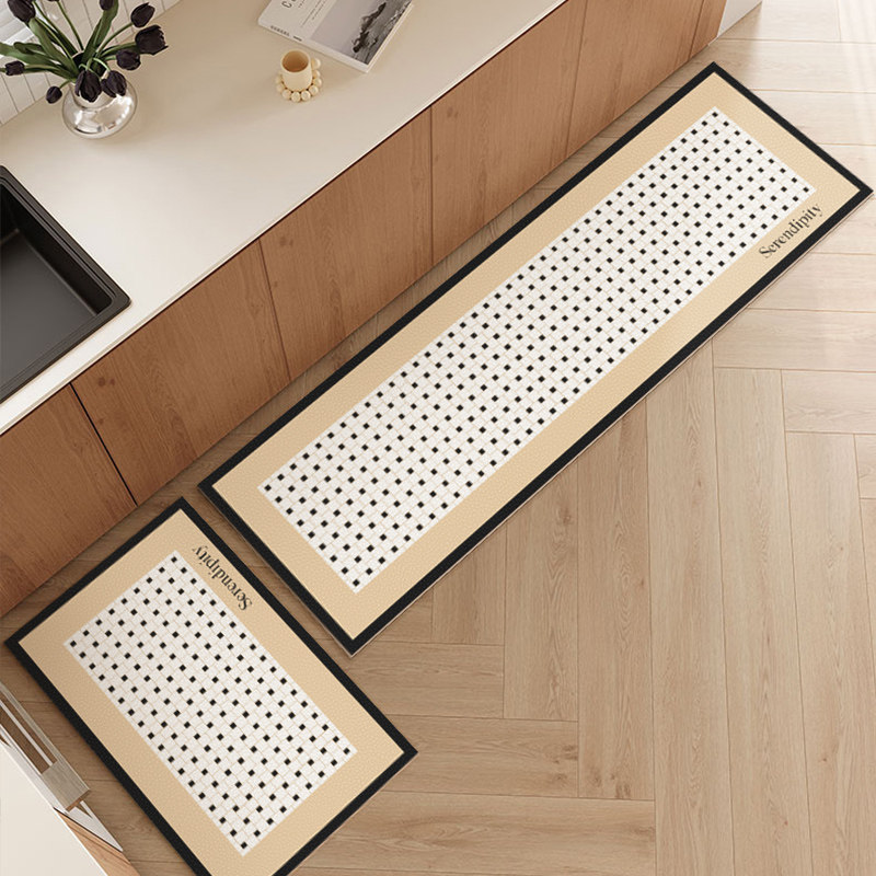 奶油色简约厨房地垫防滑防油可擦免洗皮革厨房脚垫防脏地垫长条垫,居家布艺,厨房地垫,淘宝优惠券,粉丝福利购,淘宝优惠卷