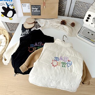 宝宝洋气棉马甲秋冬季男童黑色羽绒棉背心女儿童冬装马夹小童背心