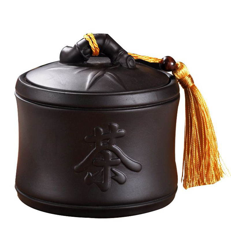 紫砂茶叶罐陶瓷 大中小号密封罐红茶存储罐普洱茶罐1斤陶缸包装盒