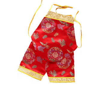 婴儿黄马褂男女宝宝肚兜短裤套装小孩唐装中式新生儿童黄色肚兜