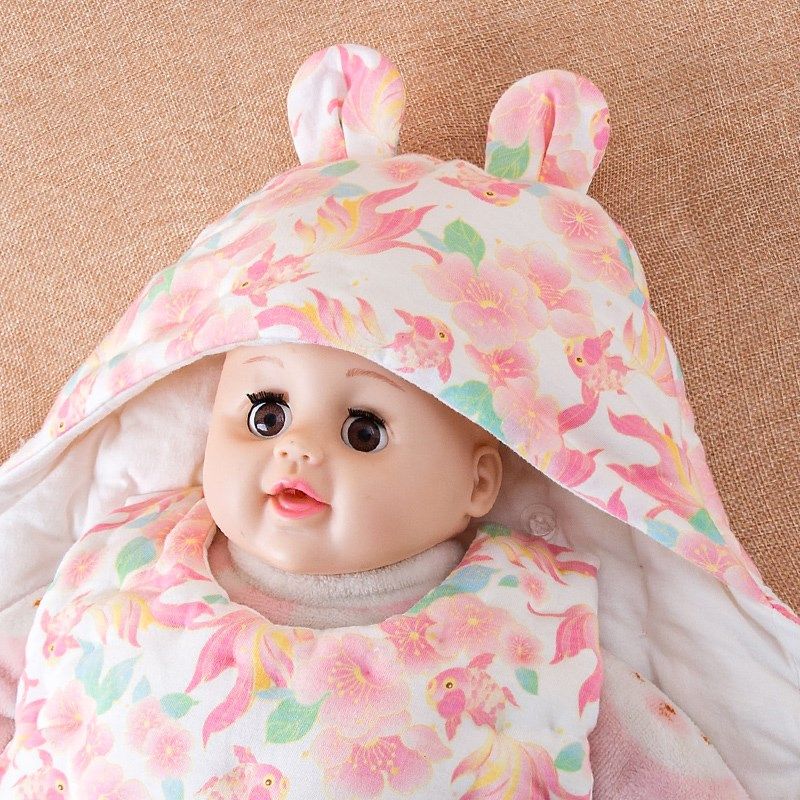 纯手工棉花蝴蝶抱被保暖婴儿包被秋冬新生儿防踢睡袋宝宝防惊跳厚