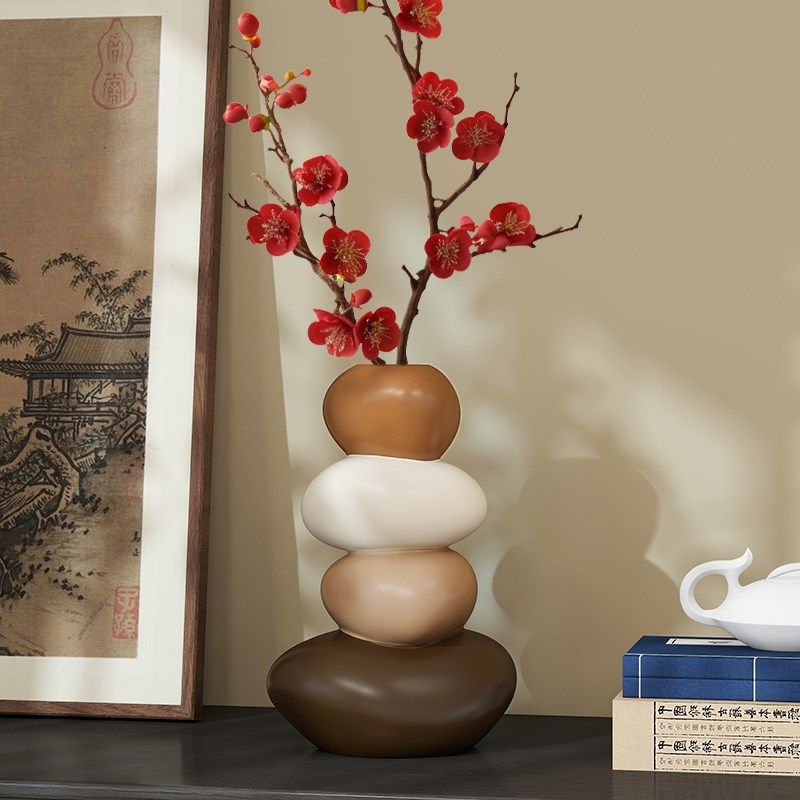 石来运转花瓶摆件新中式客厅壁龛玄关柜电视柜装饰品乔迁新居礼品,家居饰品,装饰摆件,淘宝优惠券,粉丝福利购,淘宝优惠卷