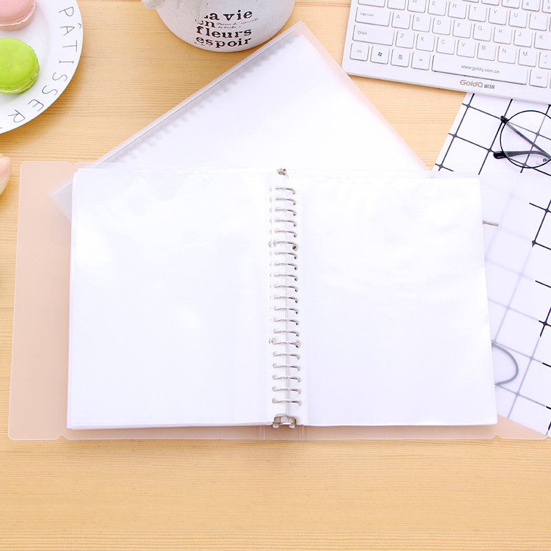 透明磨砂外壳活页资料册100页小清新活页夹A5/B5票据收纳文件夹