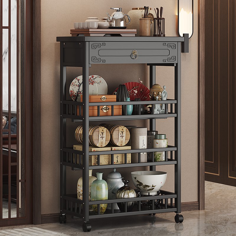 可移动置物架多层水杯收纳架子多功能落地零食转角茶叶客厅小推车