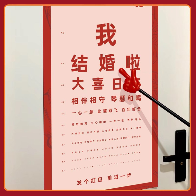 接亲堵门视力表结婚整蛊新郎伴郎伴郎团指挥手指创意拦门游戏道具
