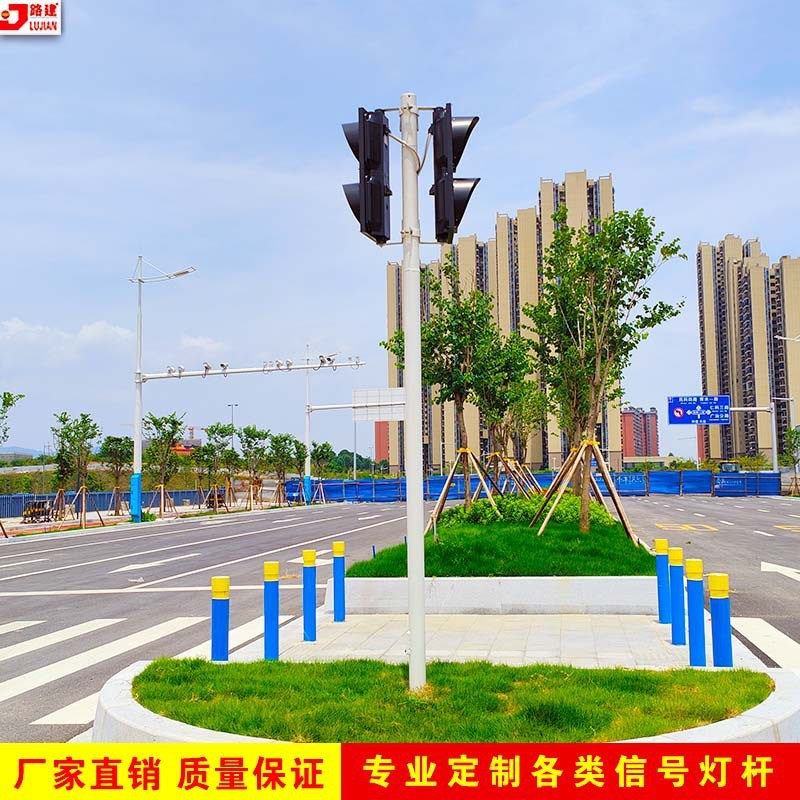 速发绿立柱人行信 灯杆 红单灯信号灯杆号圆管人行道倒计时灯柱