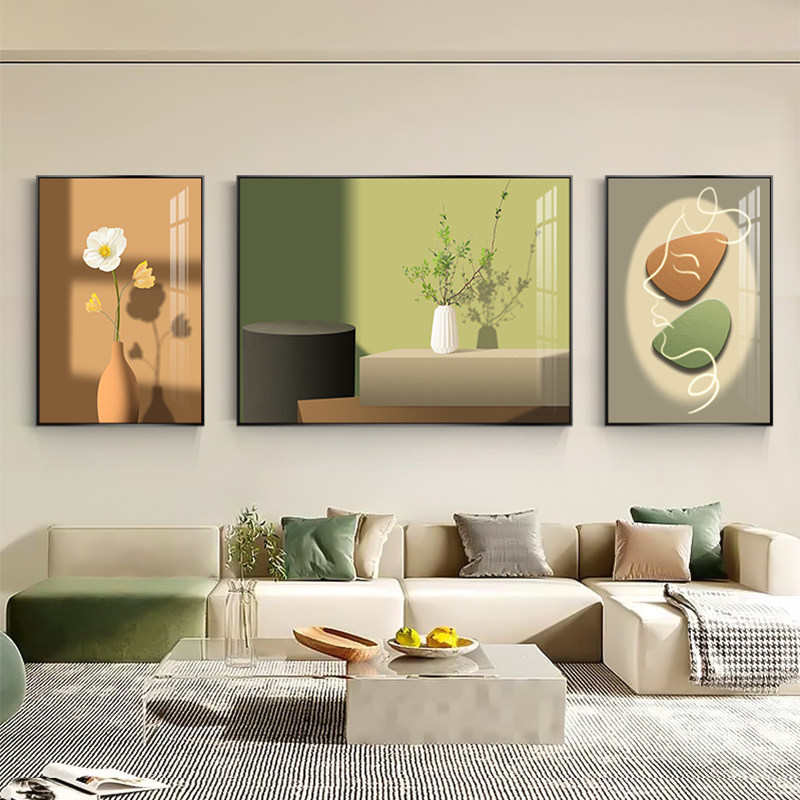 速发北厅画挂画高级感简约沙发背景墙饰装轻奢静物壁画三联画