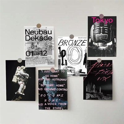 速发简约冷淡风面白装饰卡创房间餐厅照片墙黑装饰贴纸片意明信片