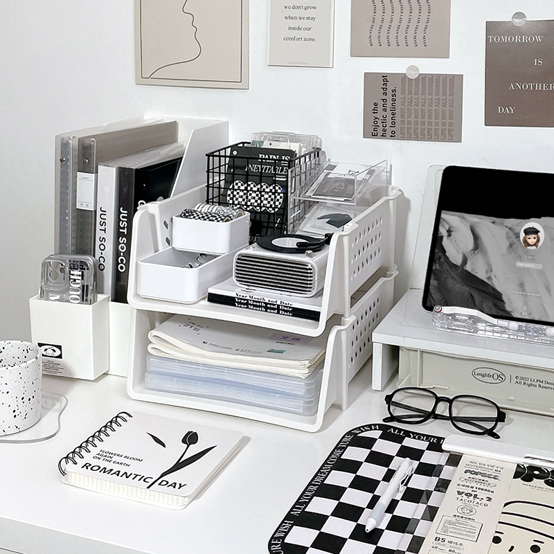 速发纳面文件收桌盒办置室宿舍工位小物件整理书架书桌桌上公物架