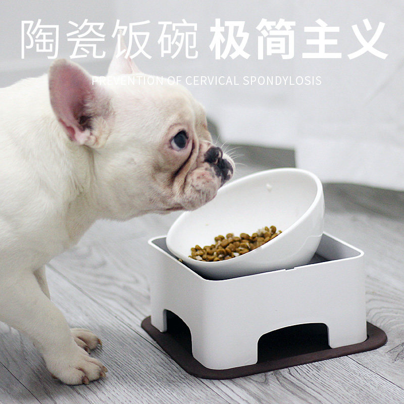 速发碗法斗专用碗斜口短鼻犬陶瓷餐桌扁脸防滑巴哥狗食盆用品