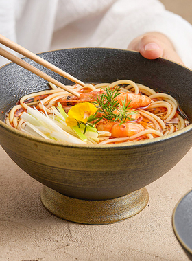 速发优格手绘乌金砂饭碗拉面碗复用大汤碗家古日式陶瓷斗笠碗2025