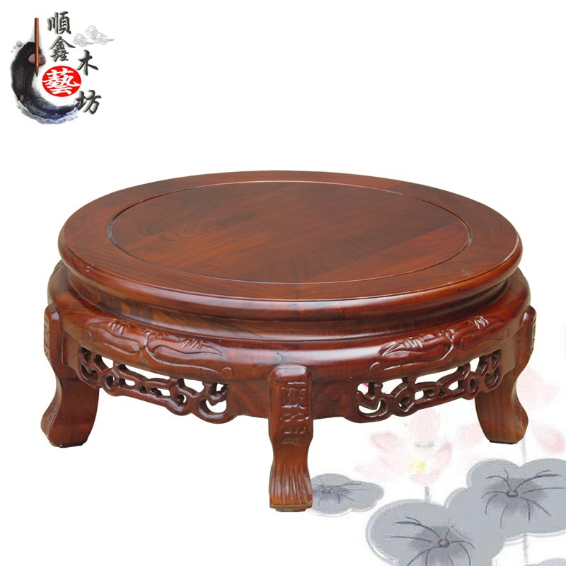 速发实木鱼缸架子空调架榆木花架花几中式花瓶盆景奇石工艺品底座