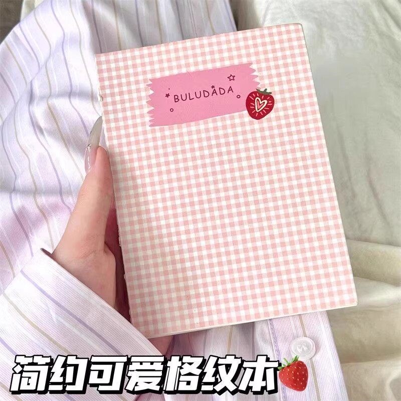 速发is风草莓格纹A6空白高颜值少心日程记事本便携手账本子