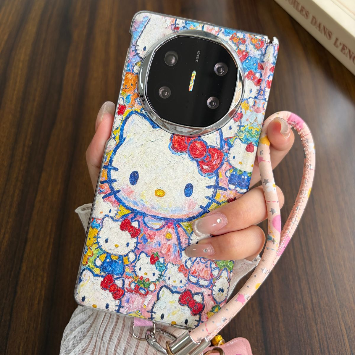 insKT猫电镀银边油画KT适用于华为MateX7典藏版折叠屏手机壳OPPO Find N6磁吸中轴荣耀Magic V6/vivo x fold6