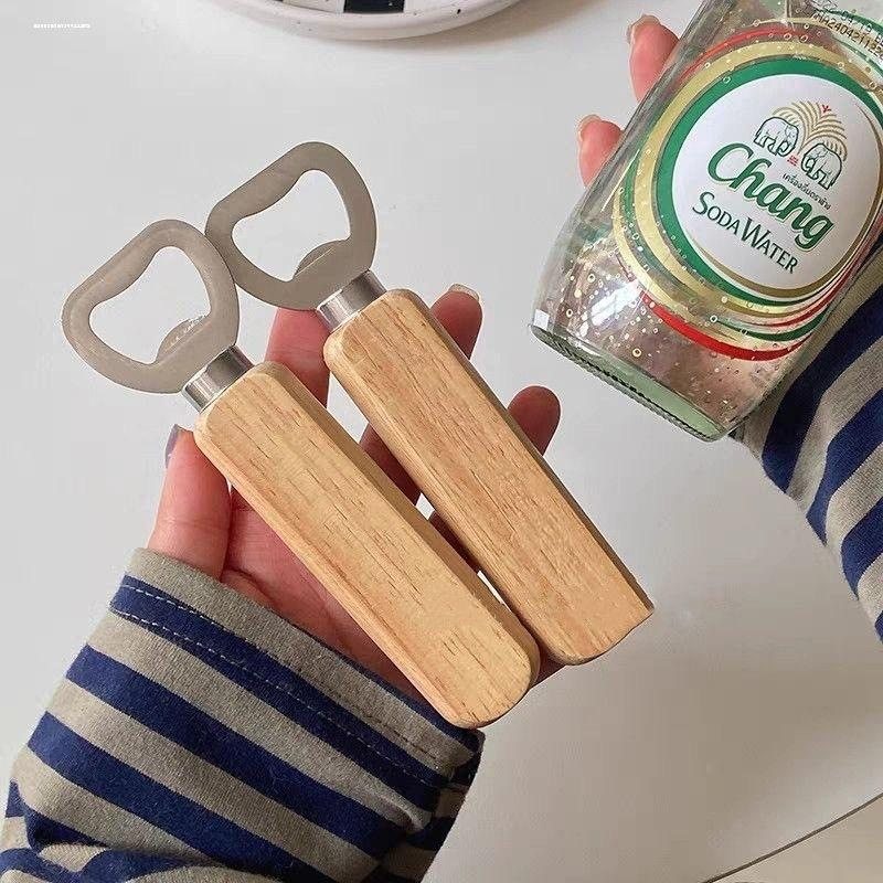 韩国ins风实木柄开瓶器家用啤酒起瓶器餐厅开盖起子开酒器
