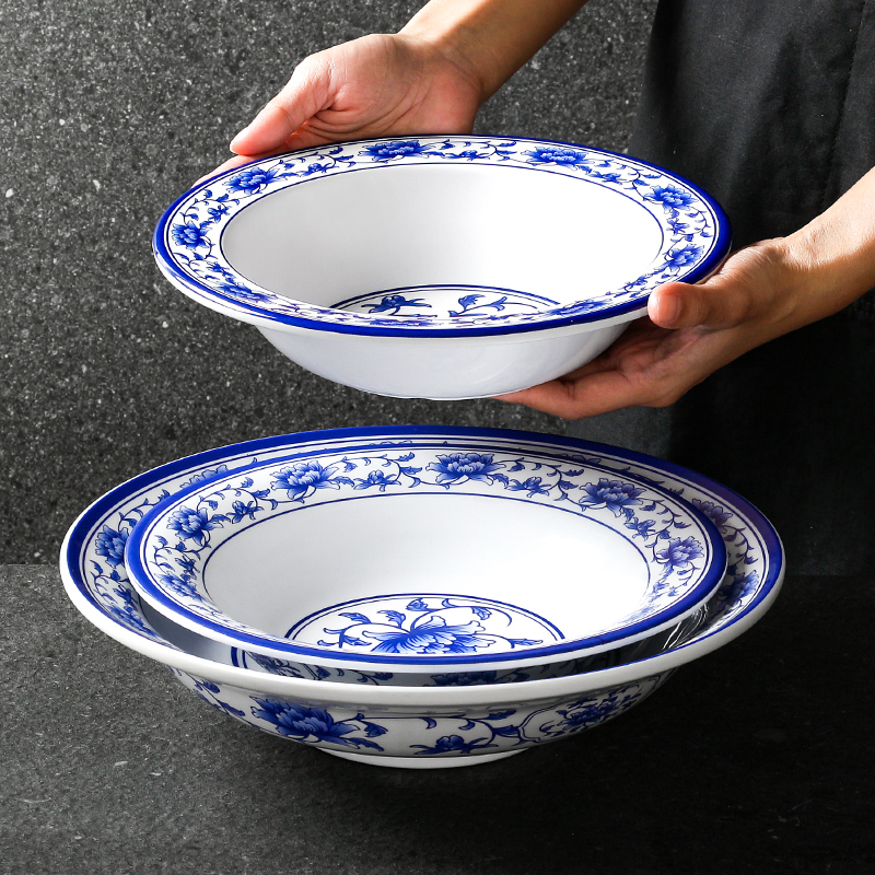 速发2025密胺餐具大碗古用复商钵钵鸡麻辣烫碗厅餐饭店青花瓷大汤
