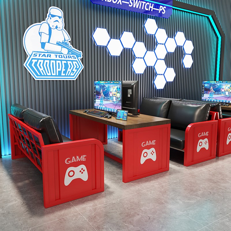 速发电竞场主机沙咖电脑厅网发双人沙发椅子商房商铺商用桌椅