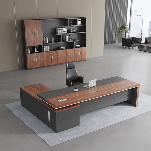 速发办公桌老板桌简约桌椅组合木班台总裁工作桌办公室实大大板桌