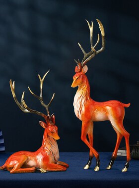 速发梅花铜鹿摆件黄铜一对客厅酒柜装饰品办公室乔迁新居送礼礼品