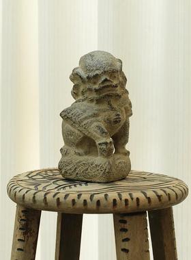 ladylike 中式青石小石狮子石雕摆件 桌面茶几微景观装饰品摆件