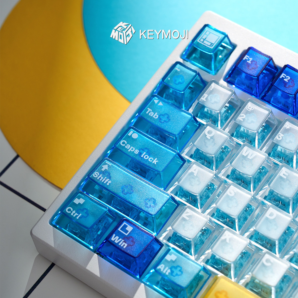 KEYMOJI蒙德里安原厂高度键帽键盘透明PBT热升华ev63雾透光夜魔
