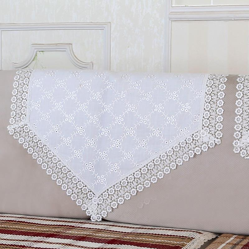 沙发巾靠背巾布艺后背巾扶手巾清新简约现代白色纯色会议室组合