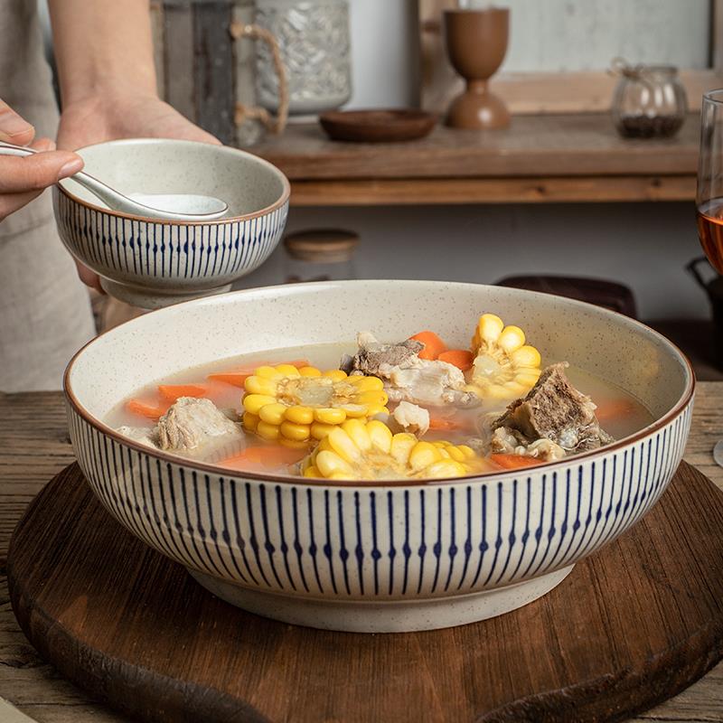 巷子尾【9英寸大汤碗~蓝雨系列】复古陶瓷大碗酸菜鱼毛血旺汤盆