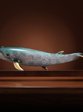 黄铜工艺品大鲸鱼摆件家居客厅装饰玄关摆设品新居乔迁礼品