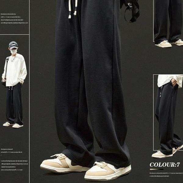 仓石一树潮牌直筒宽松卫裤男士秋冬新款阔腿裤加绒休闲运动长裤子,男装,卫裤,淘宝优惠券,粉丝福利购,淘宝优惠卷