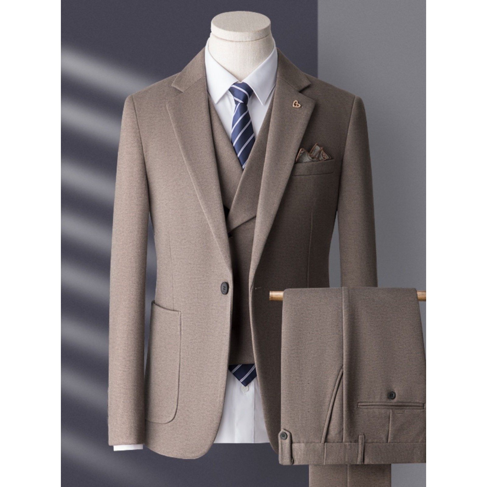 高端西装套装男商务休闲正装新郎结婚礼服秋冬加厚修身小西服外套