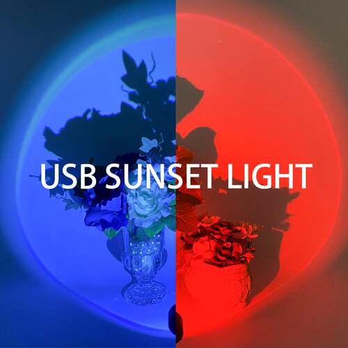 跨境日落灯USB夕阳影氛虹围灯彩背景投装21饰黄昏网红日落灯落地