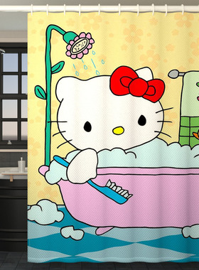 Hellokitty凯蒂猫浴室浴帘卫生间防水布遮挡帘厕所窗帘隐私隔断帘