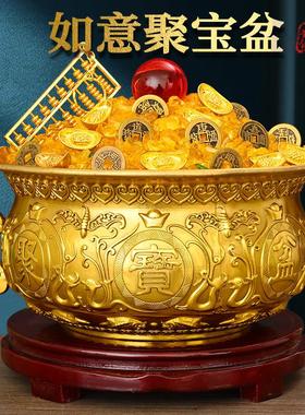 纯黄铜聚宝盆招聚摆件家居香炉工艺礼品摆饰装饰品存钱罐店铺公司