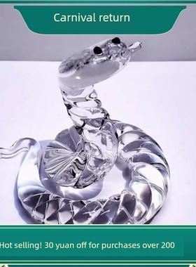 水晶蛇生肖摆件蛇年新年礼物生日礼品琉璃十二生肖家居客厅装饰品