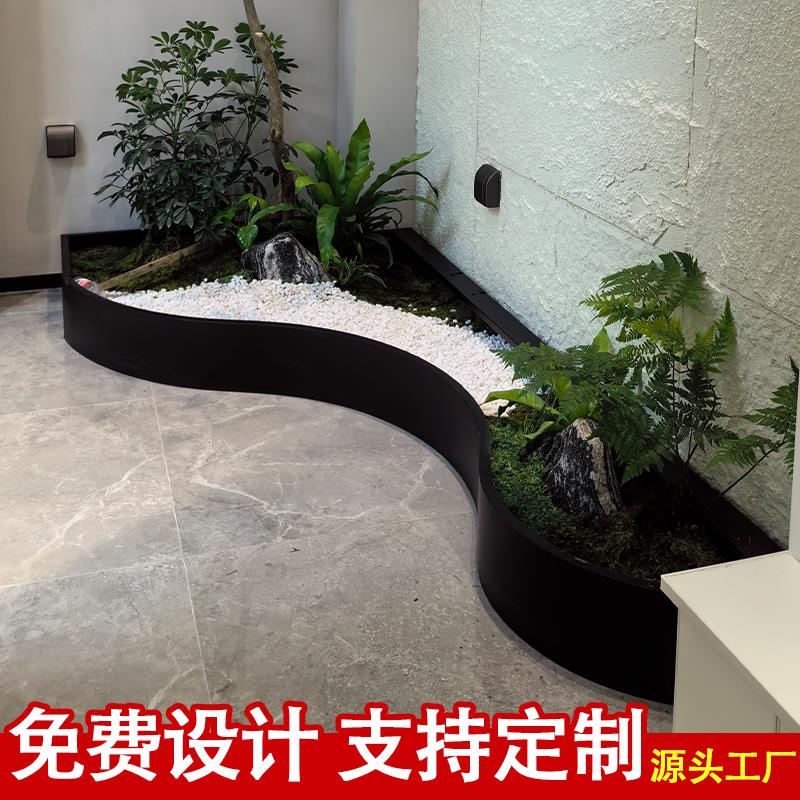 定制不锈钢异形花箱办公室内圆弧形户外花槽造景花池阳台转角花坛